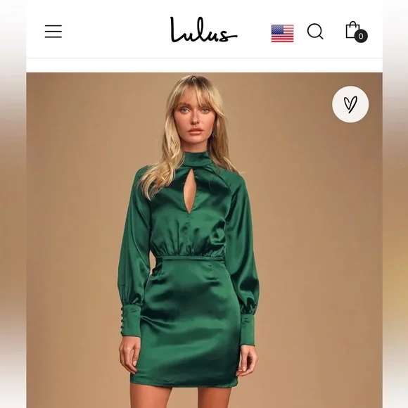 Lulus | Dresses | Delightful Endeavor Emerald Green Satin Long Sleeve Mini  Dress | Poshmark